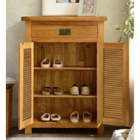 Rustic Oak : Tủ Giày Gỗ Sồi Lá Sách - W60cm 